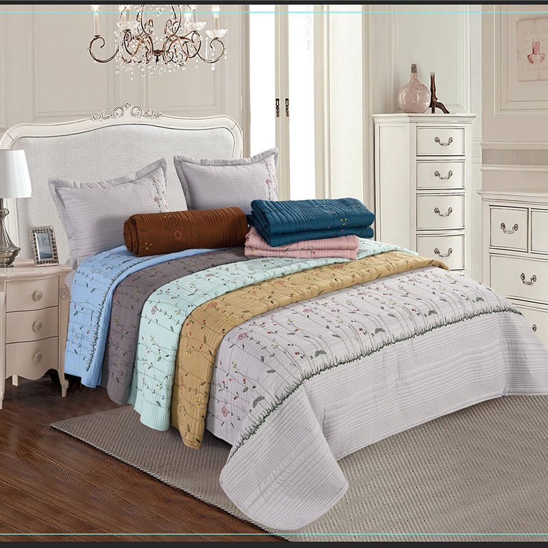 Quilted Embroidered Bed Cover
