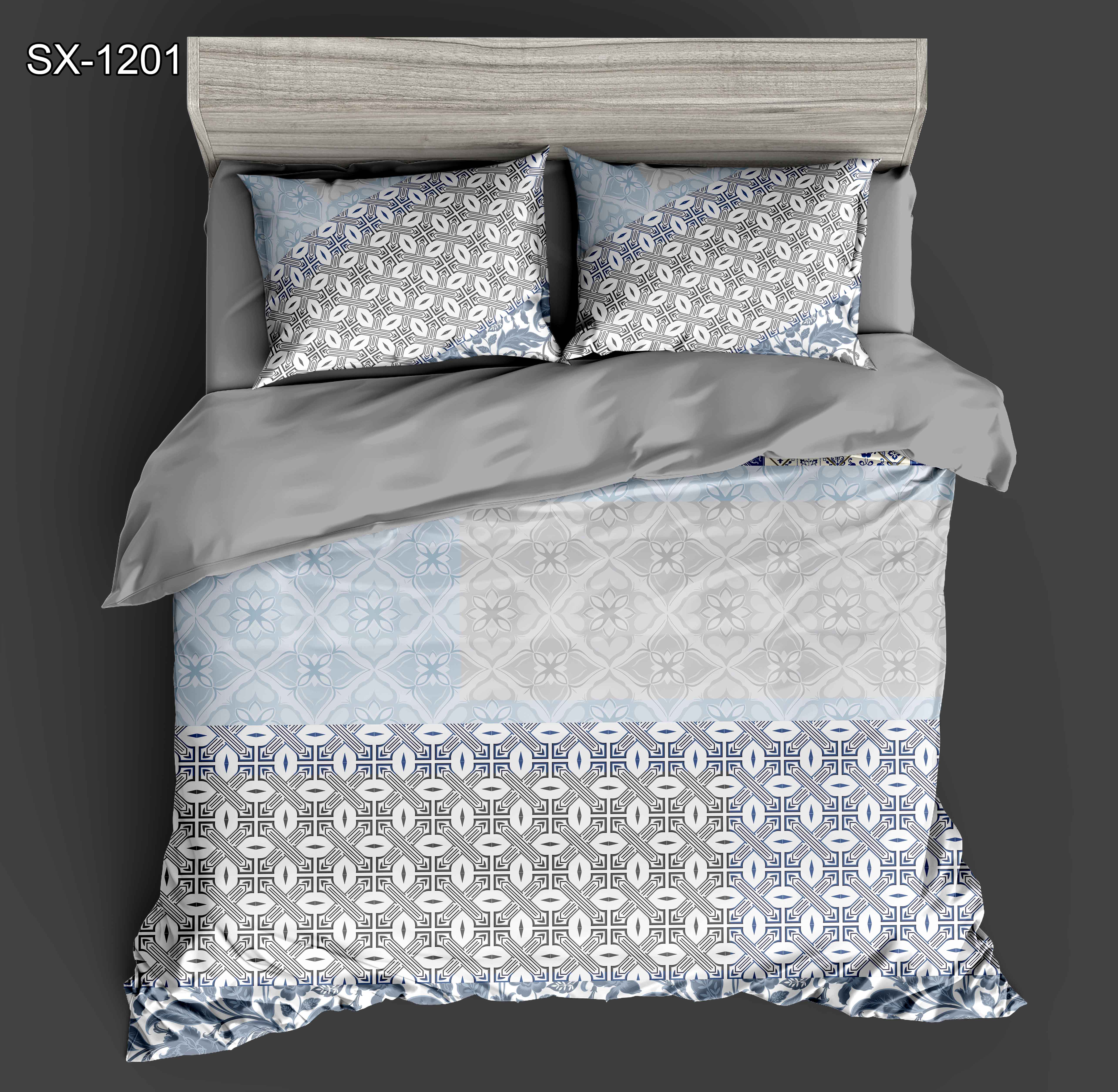 5D Digital Printed Bed Sheet Set with Geometric Pattern Design