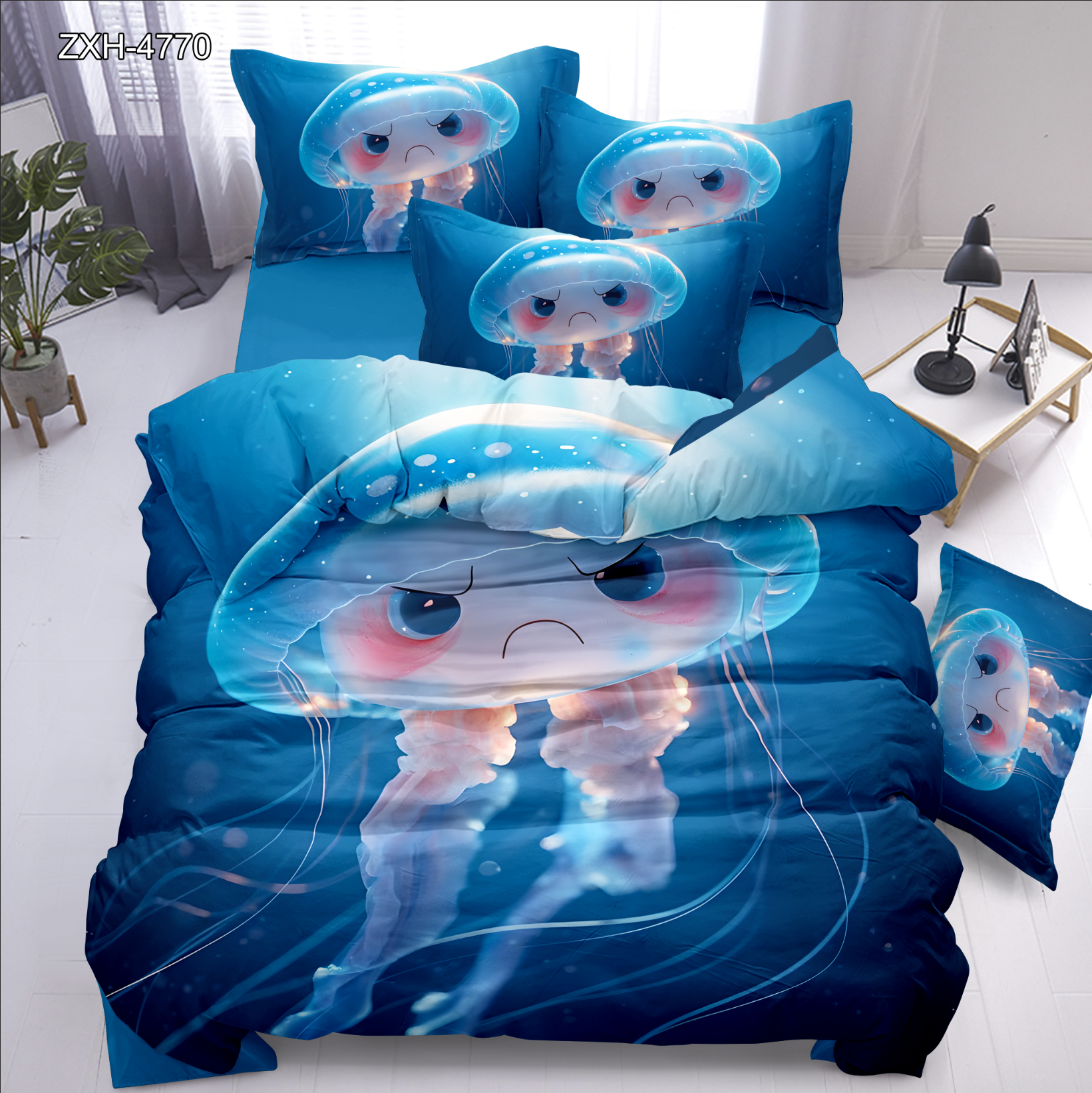 Cartoon 5D Digital Printed Bedding Set with Sleeping Puppy in a Cup