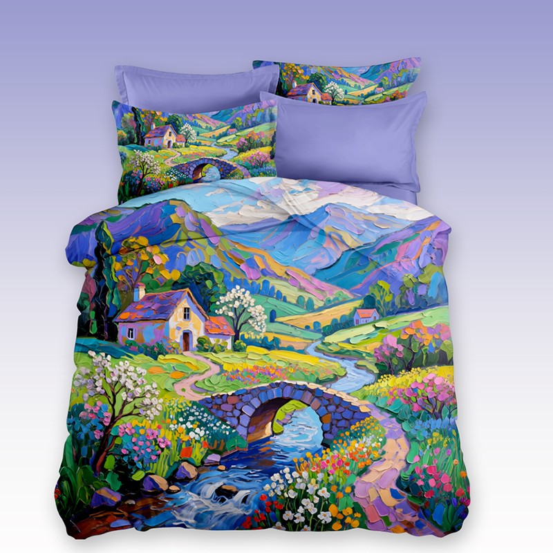 ‌5D Oil-Painting Effect Bedding Set - Pastoral Scenery-A Masterpiece for Your Bed