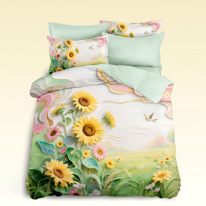 5D Floral Digital Print Bedding Set - ‌Sunflower Meadow