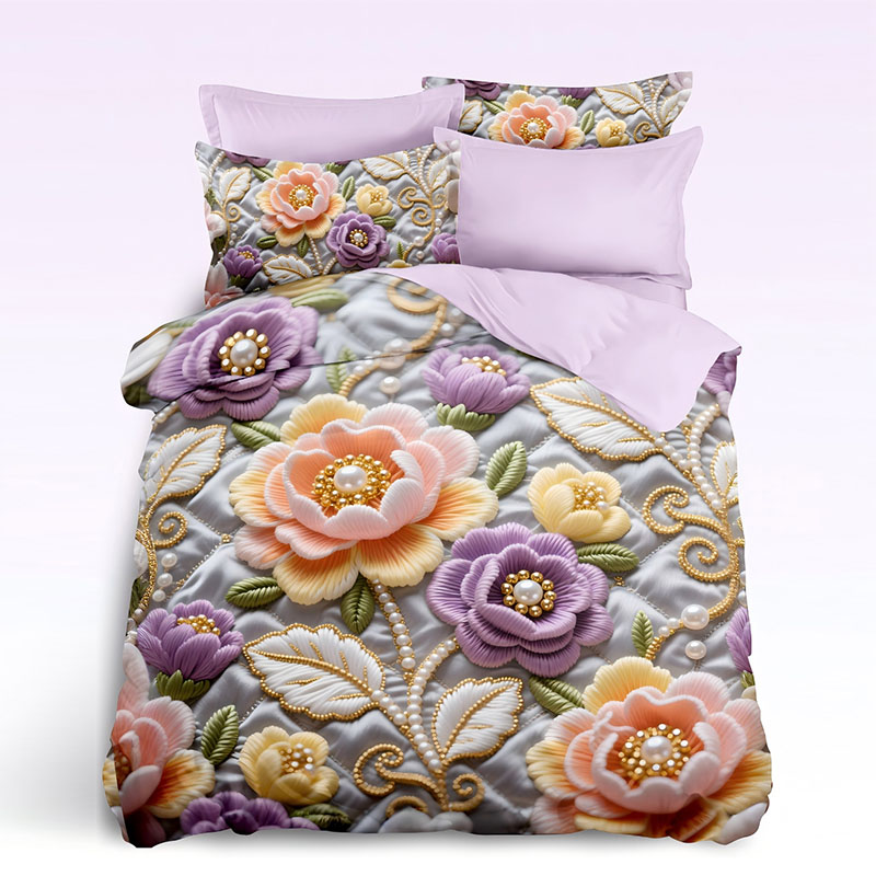 5D Floral Digital Print Bedding Set - ‌Pearl Peony