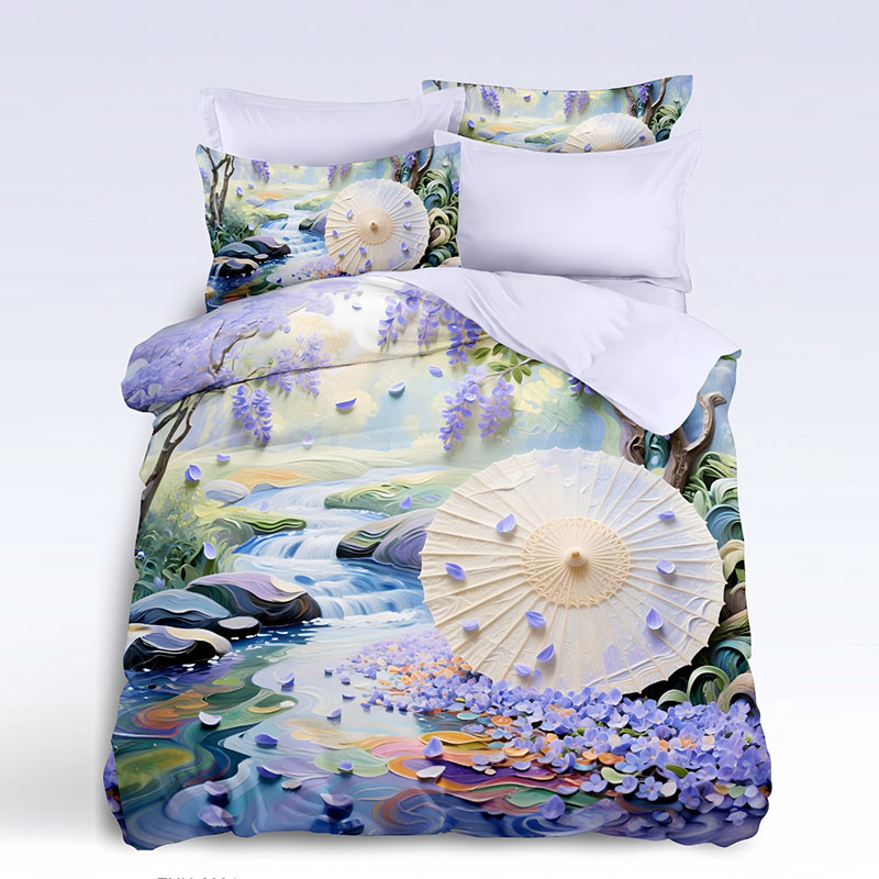 ‌5D Floral Digital Print Bedding Set -Wisteria & Stream