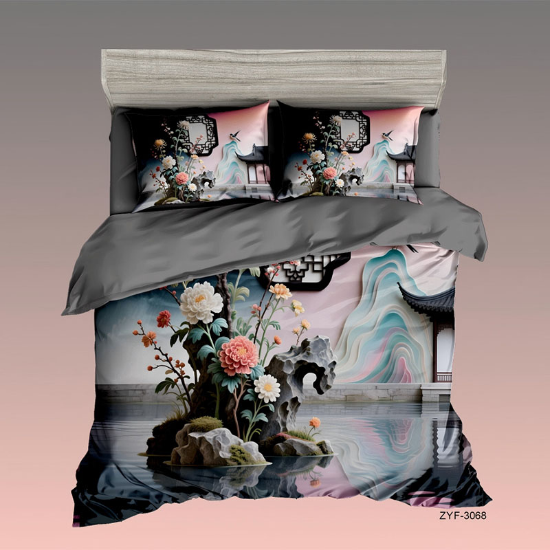 5D Floral Digital Print Bedding Set - ‌Moonlight Pavilion
