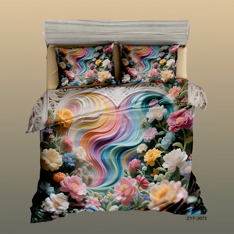 5D Floral Digital Print Bedding Set - ‌Rainbow Garden