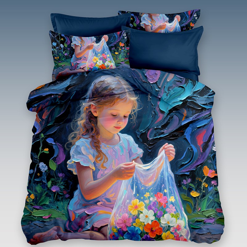 5D Oil-Painting Effect Bedding Set - Enchanted Garden