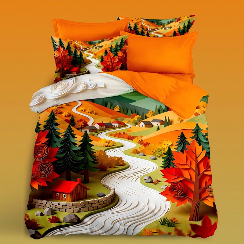 ‌5D Digital Print Bedding Set - ‌Autumn Landscape