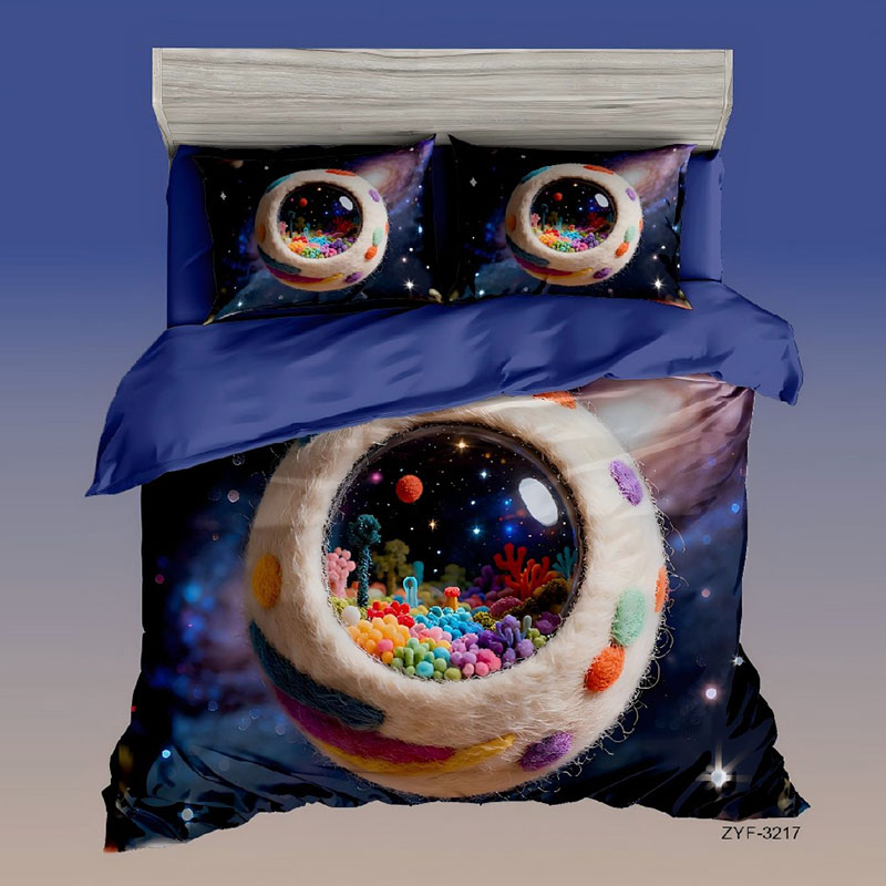 5D Cartoon Digital Printed Bed Sheet Set-Cosmic Adventure