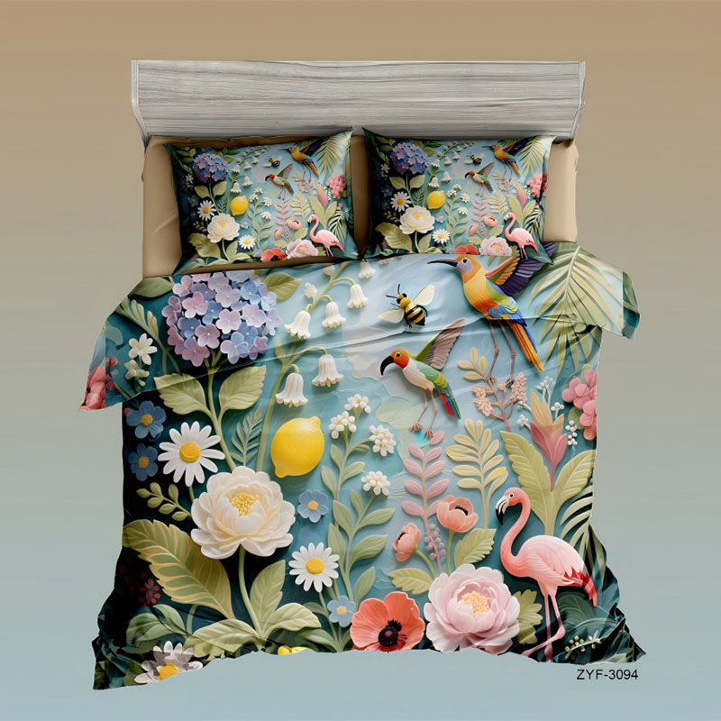 5D Floral Digital Print Bedding Set - ‌Tropical Garden