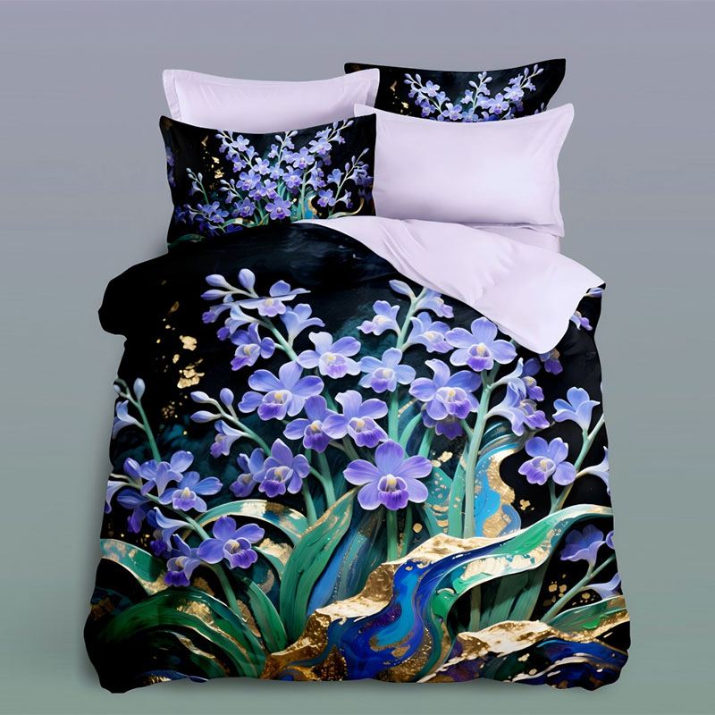 ‌5D Floral Digital Print Bedding Set -Orchid