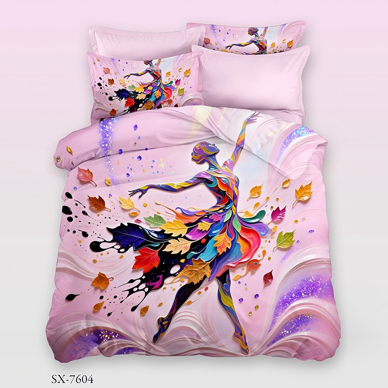 5D Oil-Painting Effect Digital Print Bedding Set -Ballet Leaf Series