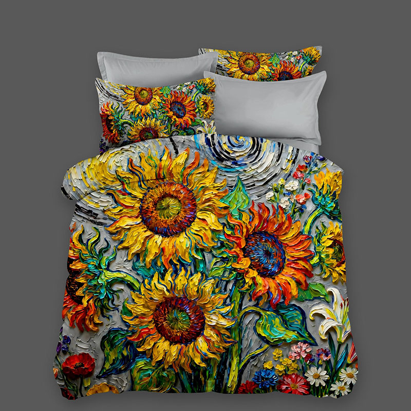 ‌5D Oil-Painting Effect Bedding Set - Sunflower Garden