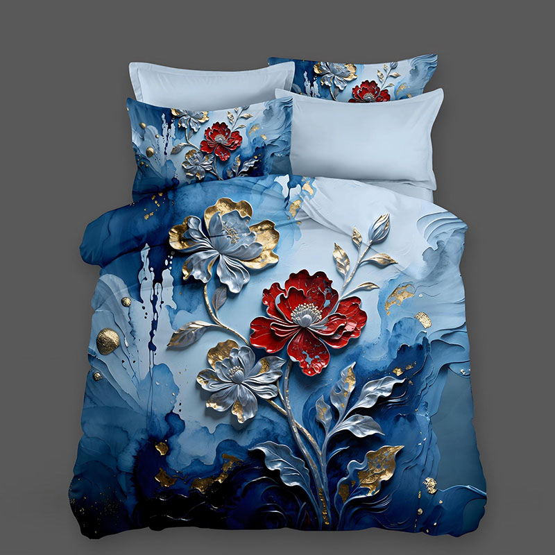 5D Floral Digital Print Bedding Set - ‌Luxe Floral