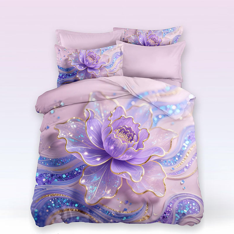‌5D Floral Digital Print Bedding Set -Lotus