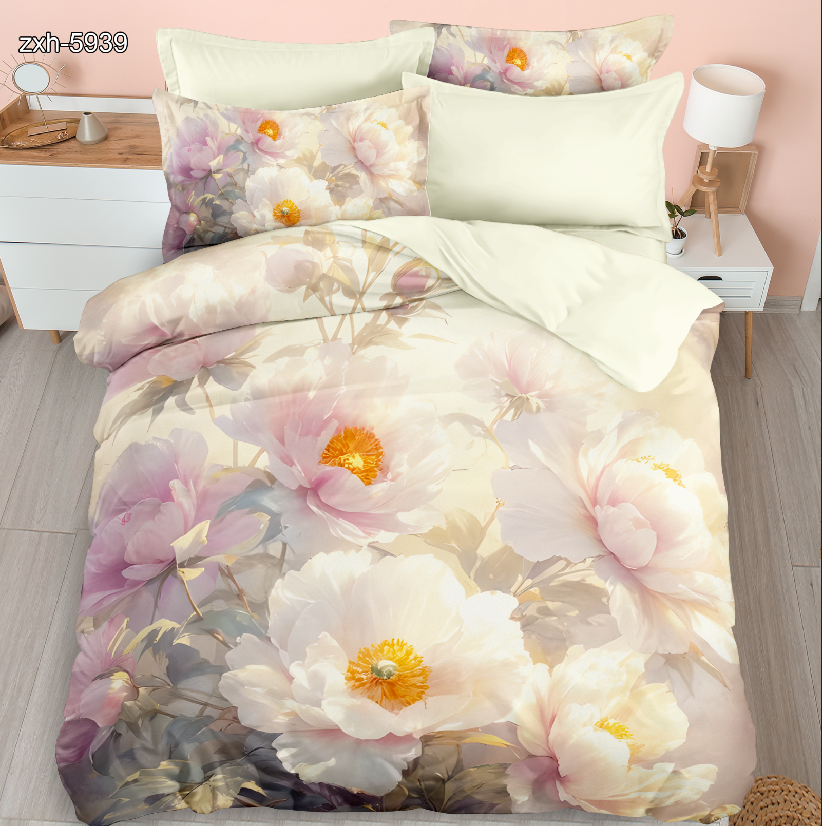 5D Floral Digital Print Bedding Set - ‌Peony & Sunlight