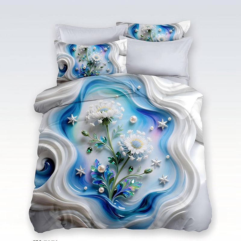 5D Floral Digital Print Bedding Set - ‌White Daisies