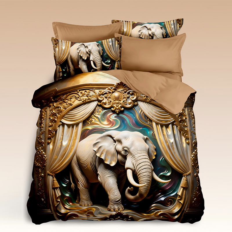 5D Floral Digital Print Bedding Set - ‌Elephant