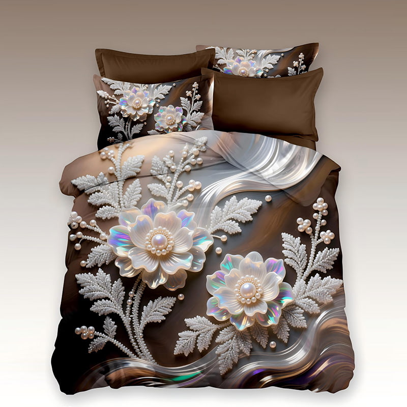5D Floral Digital Print Bedding Set - ‌Pearl Floral