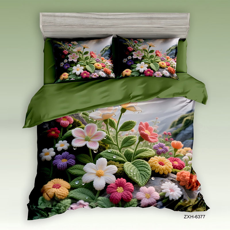 5D Floral Digital Print Bedding Set - ‌Enchanted Meadow