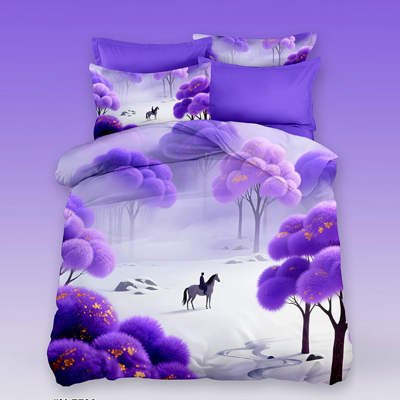 5D Floral Digital Print Bedding Set - ‌Mystic Lavender Forest
