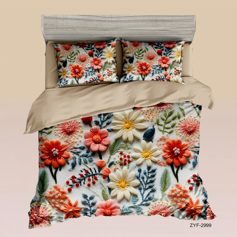 5D Floral Digital Print Bedding Set - ‌Spring Blossom Symphony