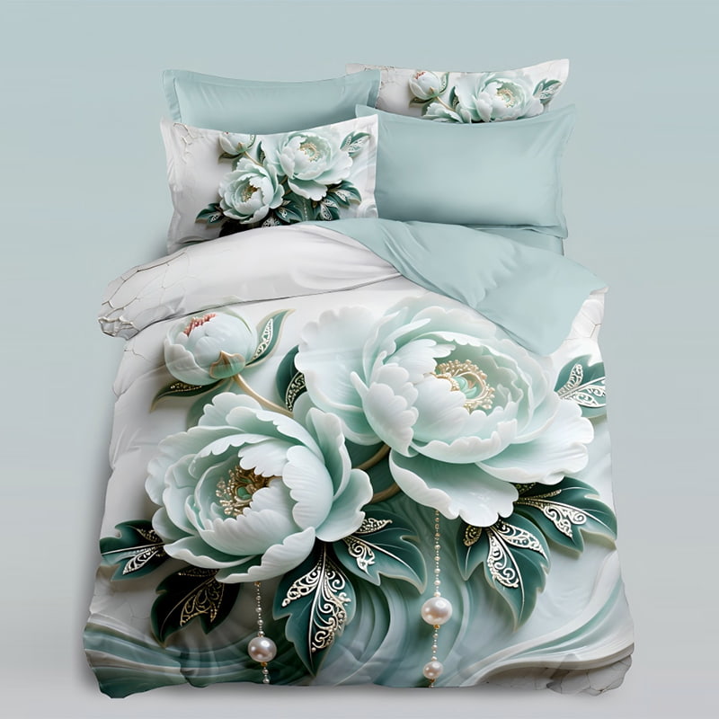 5D Floral Digital Print Bedding Set - ‌Elegant Floral