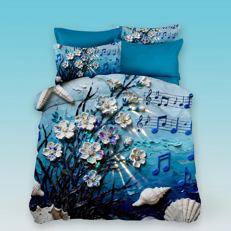 5D Oil Painting Style Digital Print Bedding Set - ‌Ocean Melody
