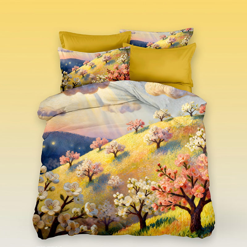 5D Floral Digital Print Bedding Set - ‌Spring Blossom Hills