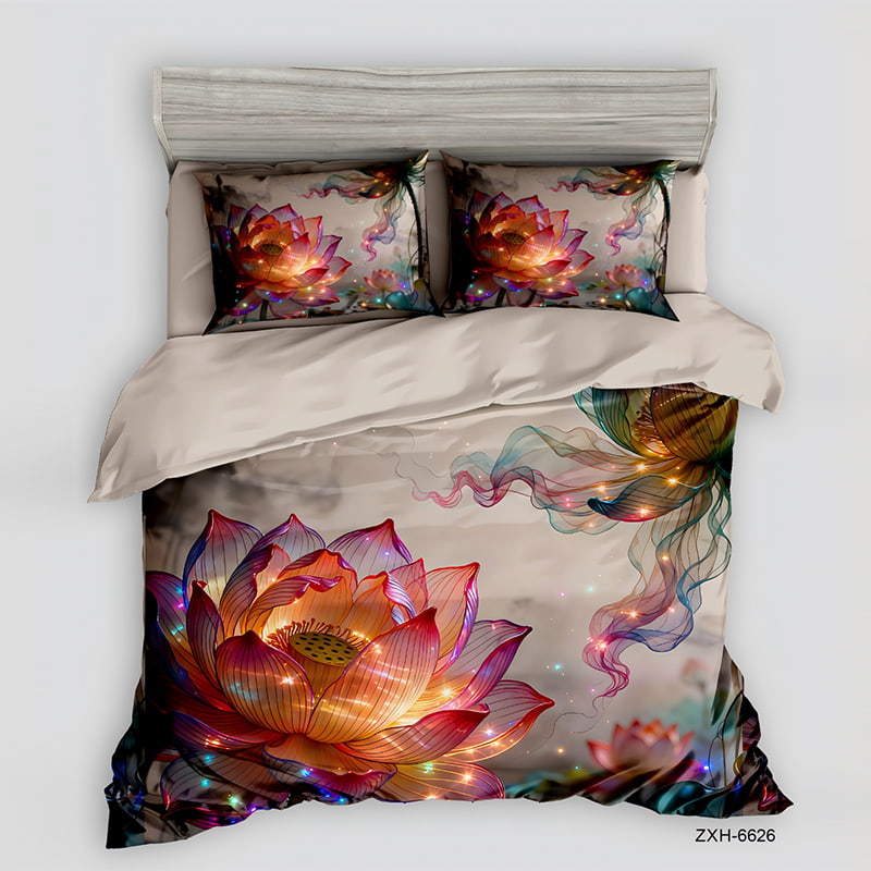 5D Floral Digital Print Bedding Set - ‌Luminous Lotus Dream