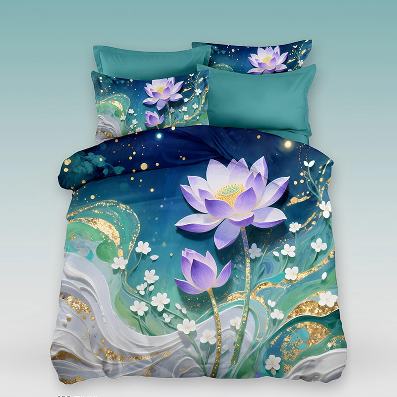 5D Floral Digital Print Bedding Set - ‌Lotus