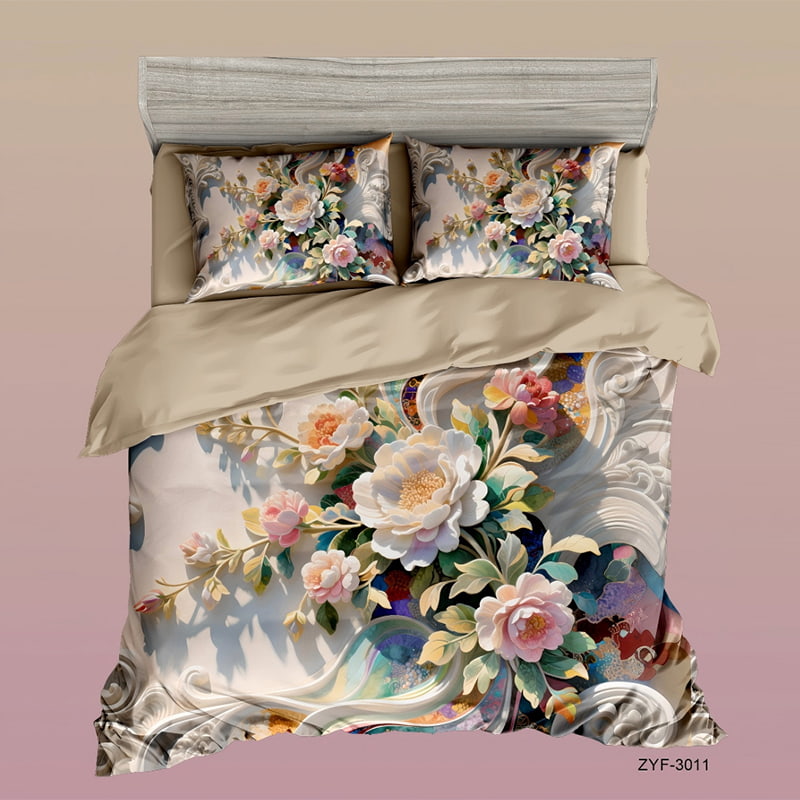 5D Floral Digital Print Bedding Set - ‌Floral Elegance