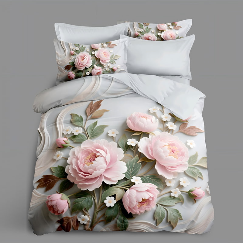 5D Floral Digital Print Bedding Set - ‌Peony
