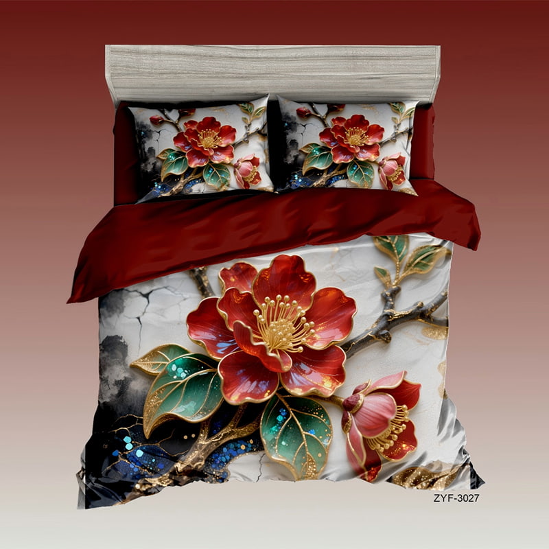 5D Floral Digital Print Bedding Set - ‌Hibiscus