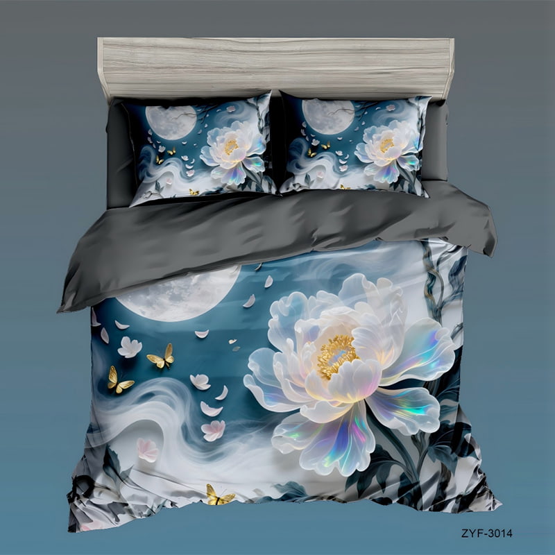 5D Floral Digital Print Bedding Set - ‌Peony & Moon