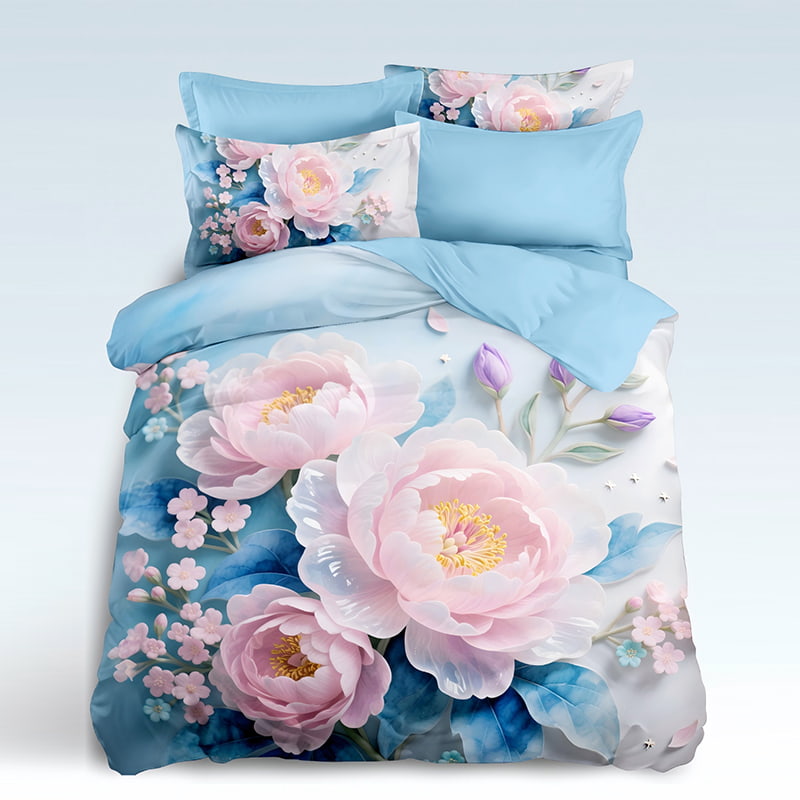 5D Floral Digital Print Bedding Set - ‌Pink Peony