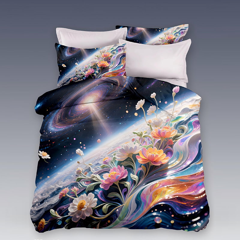 5D Floral Digital Print Bedding Set - ‌Galaxy Bloom Symphony