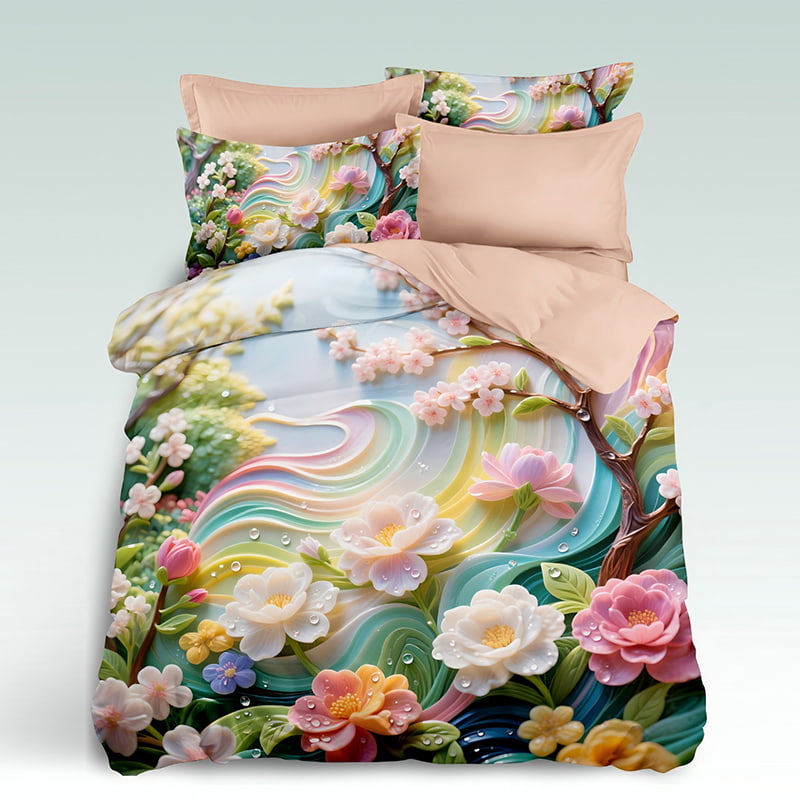 5D Floral Digital Print Bedding Set - ‌Blossom & Floral Meadow 