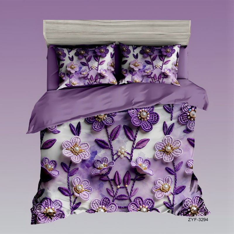 5D Floral Digital Print Bedding Set -Lavender Blossom