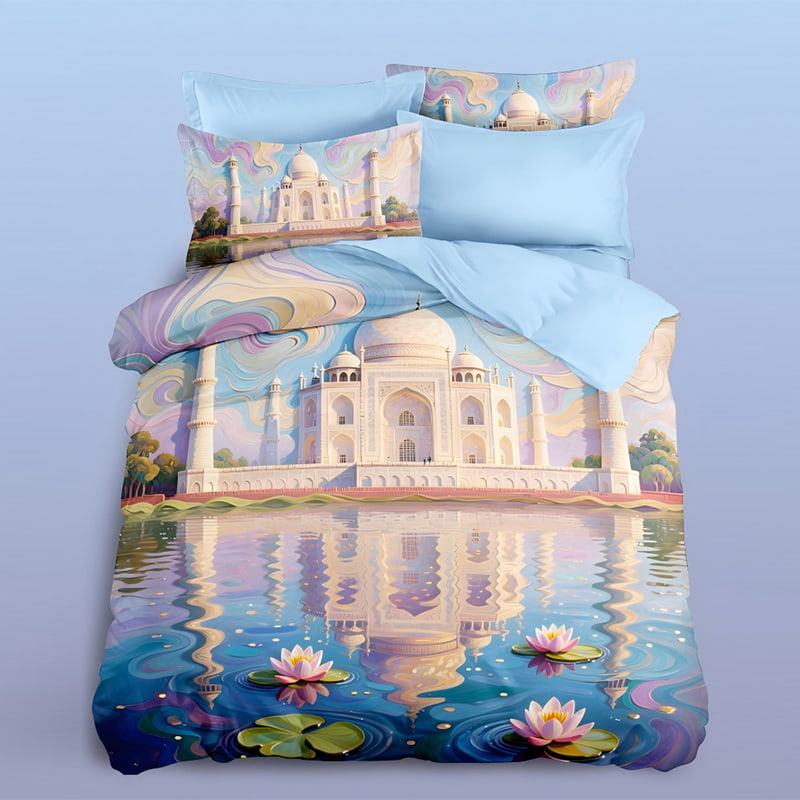 5D Floral Digital Print Bedding Set - ‌Taj Mahal Reflection