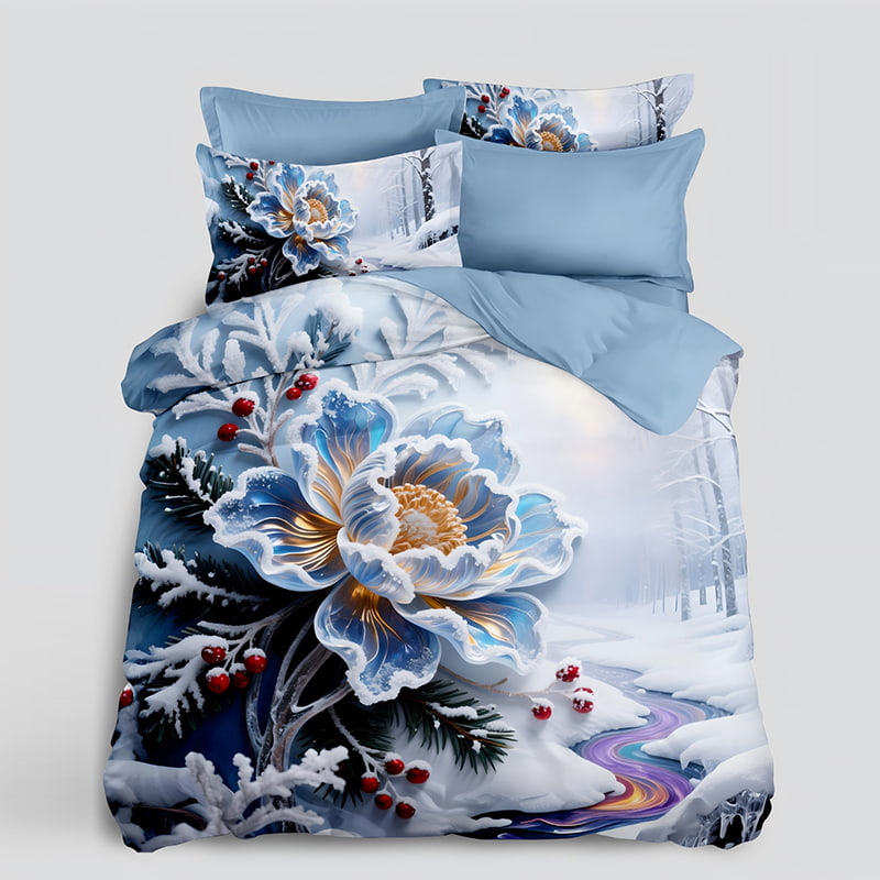 5D Floral Digital Print Bedding Set - ‌Snowy Peony