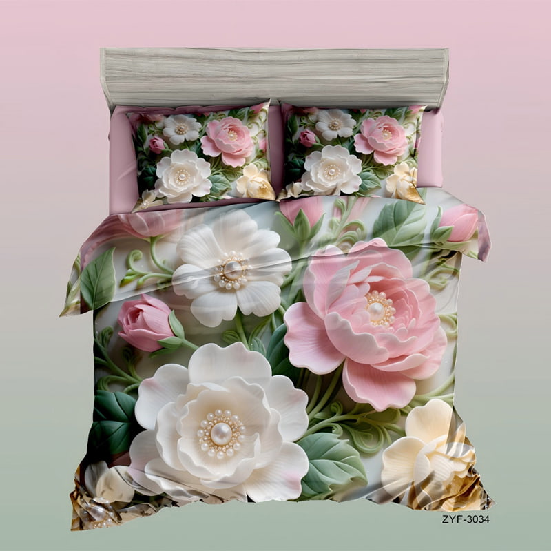 5D Floral Digital Print Bedding Set - ‌Romantic Floral
