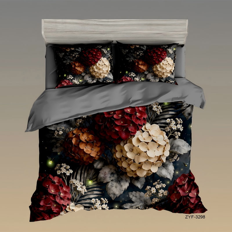 5D Floral Digital Print Bedding Set -Hydrangea Blooms