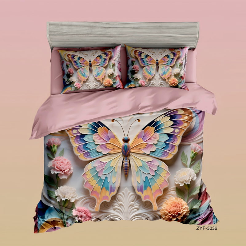 5D Floral Digital Print Bedding Set - ‌Butterfly