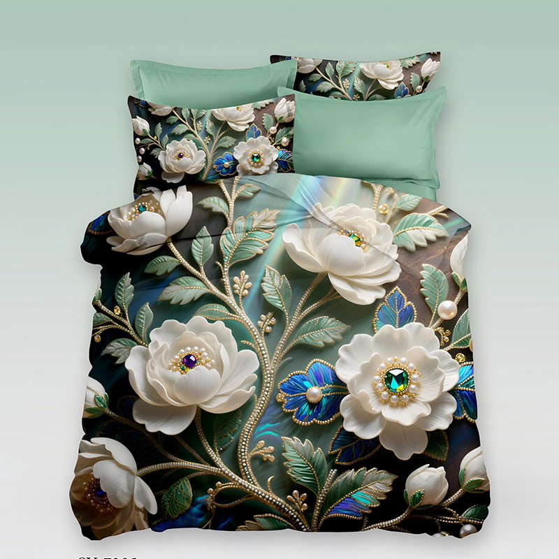 5D Floral Digital Print Bedding Set - ‌Luxurious Floral