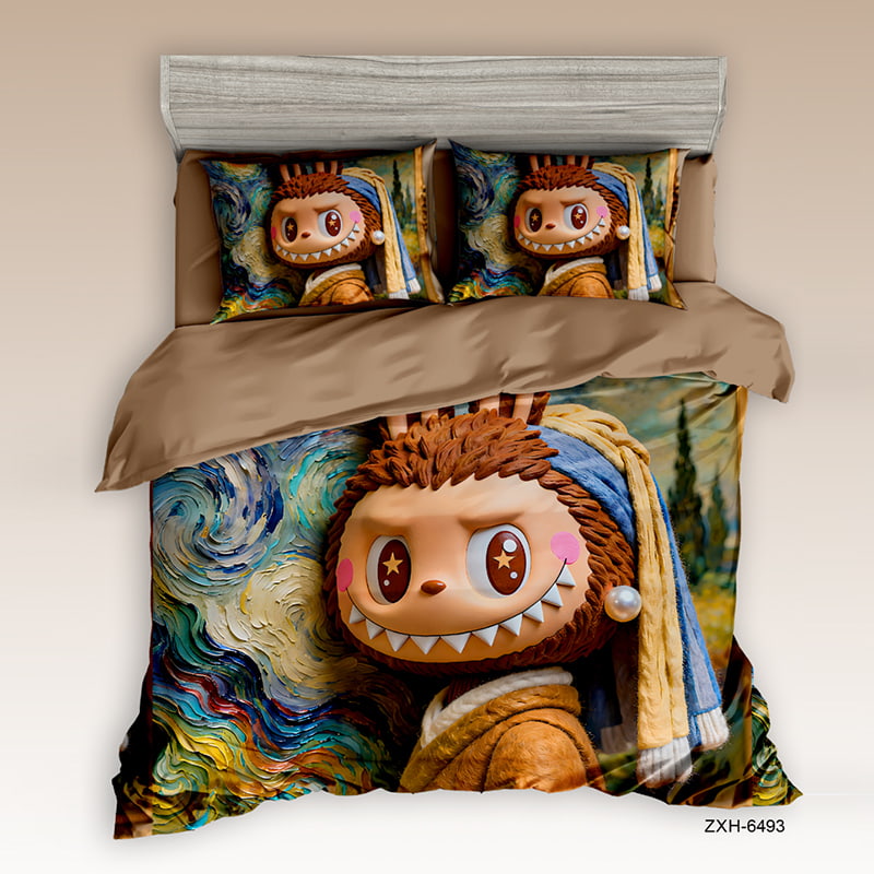 7D Digital Printed Bed Sheet Set with Whimsical Starry Night Character Theme