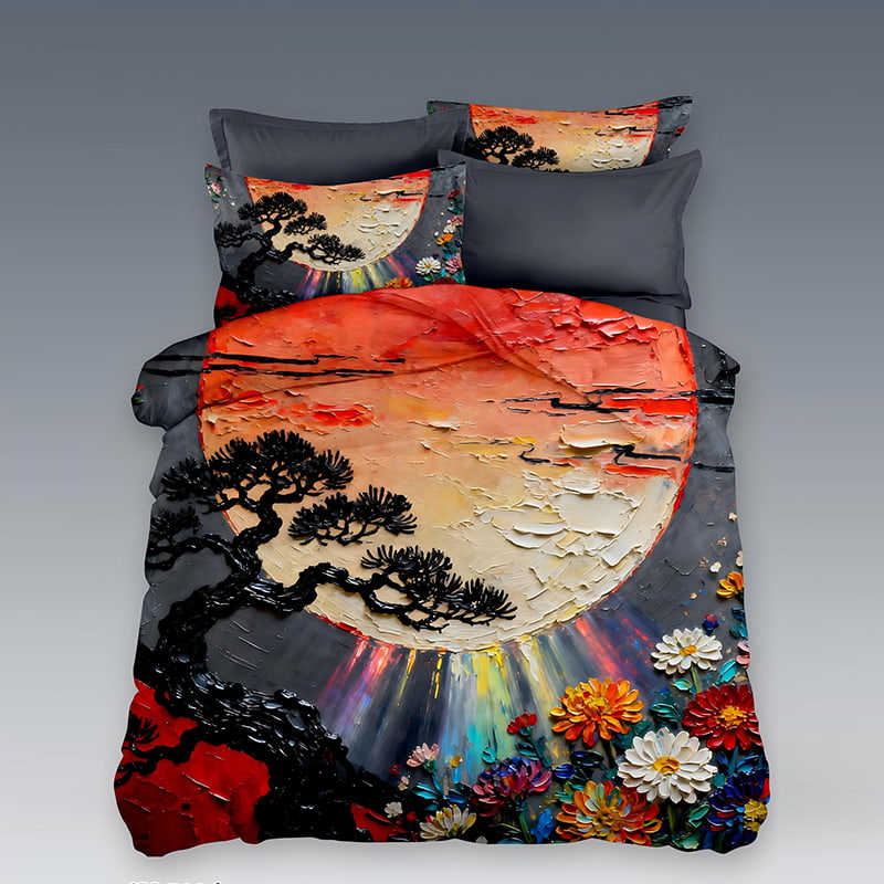‌5D Oil-Painting Effect Digital Print Bedding Set -Moonlit Pine