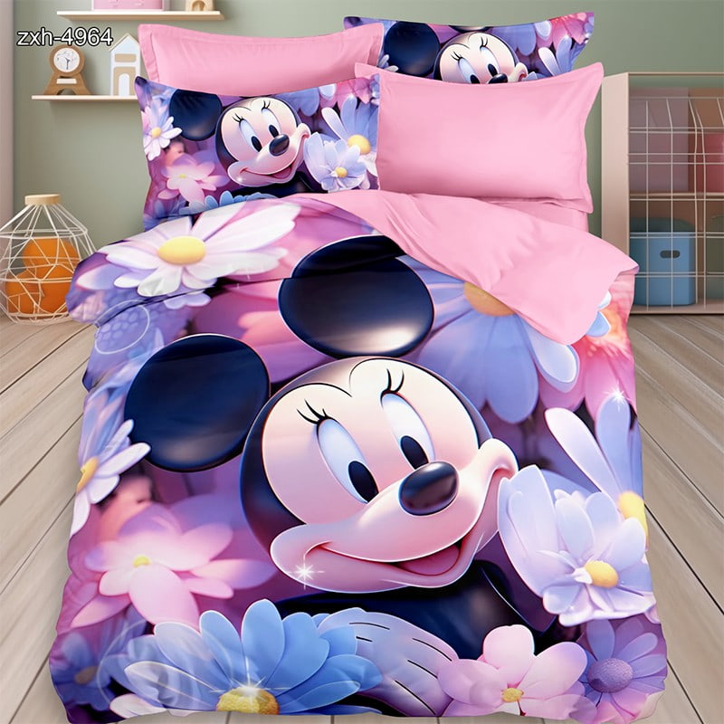 7D Digital Printed Bed Sheet Set With Cartoon Character And Floral Theme