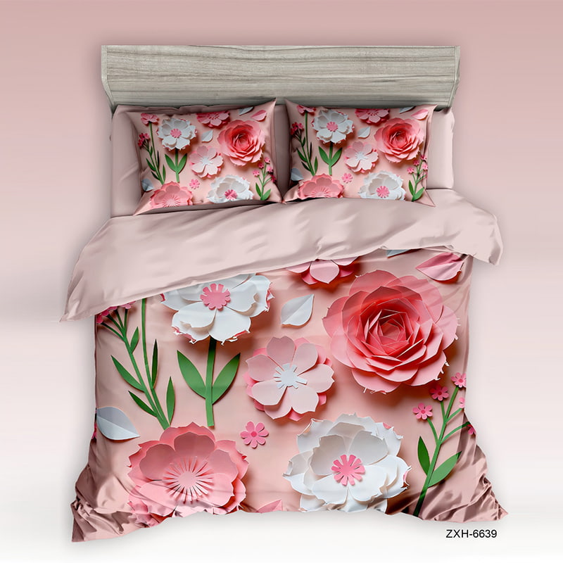5D Floral Digital Print Bedding Set - ‌Pink Blossom Garden