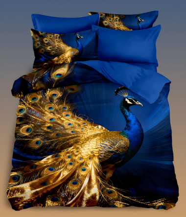 5D Floral Digital Print Bedding Set - ‌Golden Peacock