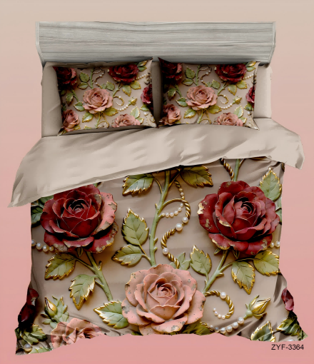 5D Floral Digital Print Bedding Set - ‌Elegant Rose
